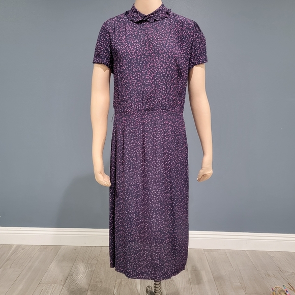 Vtg Jane Schaffhausen Belle France midi dress M/L - Picture 2 of 10